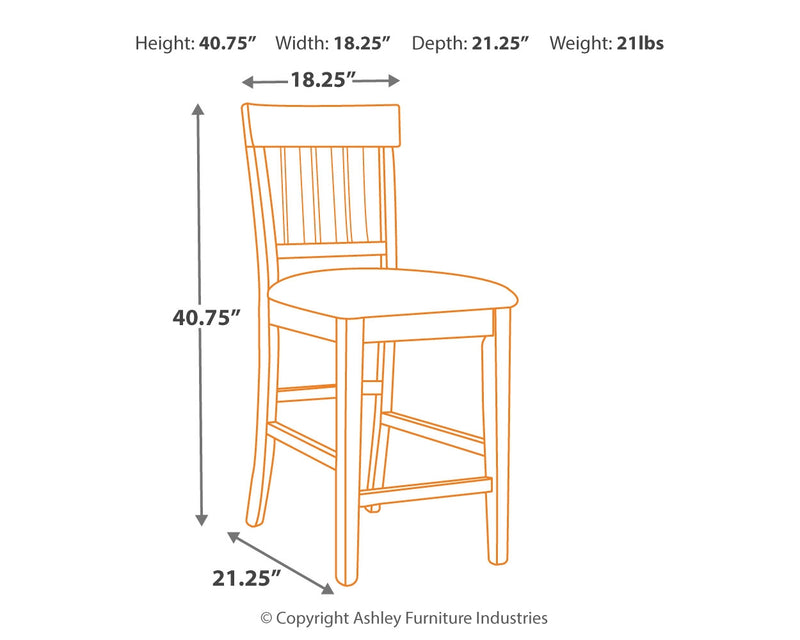 Ralene Medium Brown Counter Height Dining Table And 6 Barstools With Storage