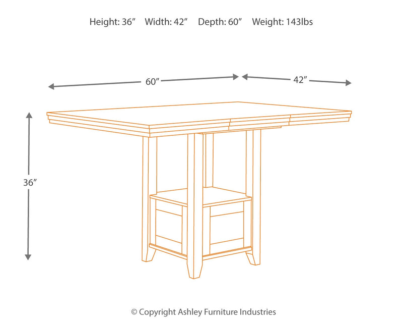 Ralene Medium Brown Counter Height Dining Table And 6 Barstools