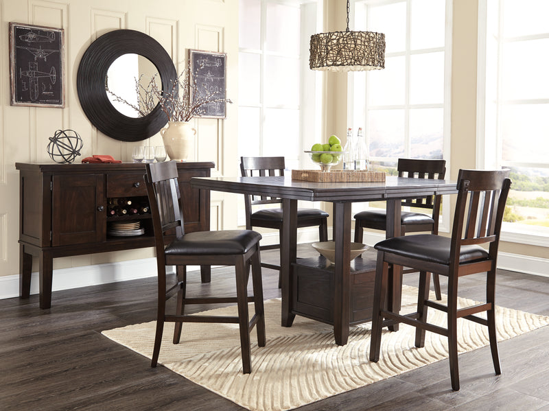 Haddigan Dark Brown Counter Height Dining Table And 4 Barstools With Storage