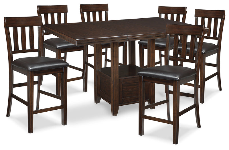 Haddigan Dark Brown Counter Height Dining Table And 6 Barstools