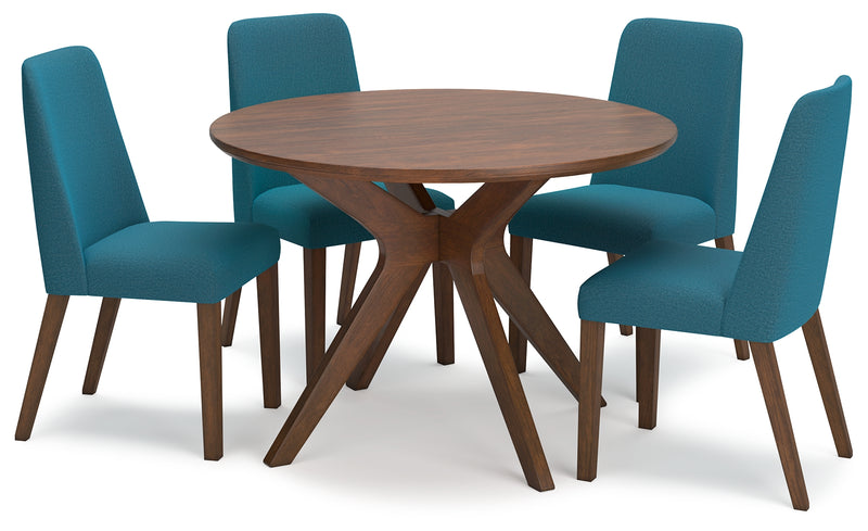 Lyncott Blue Brown Dining Table And 4 Chairs