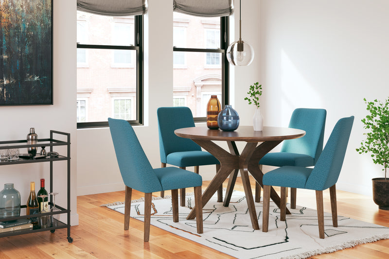 Lyncott Blue Brown Dining Table And 4 Chairs