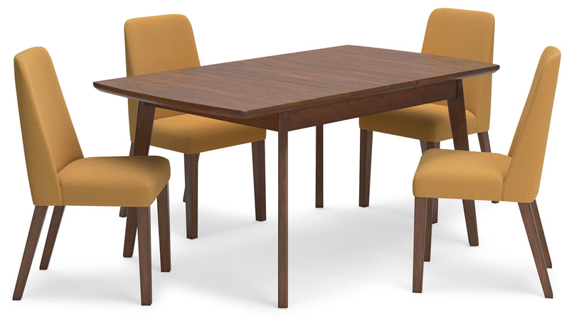 Lyncott Mustard/brown Dining Table And 4 Chairs