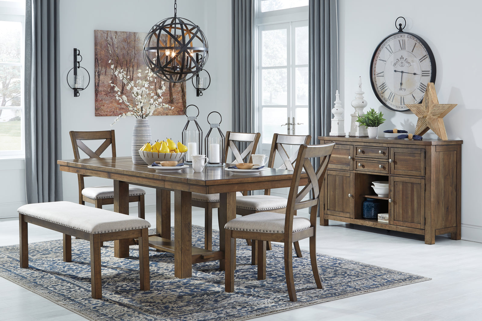 Moriville Grayish Brown Rectangular Dining Room Set