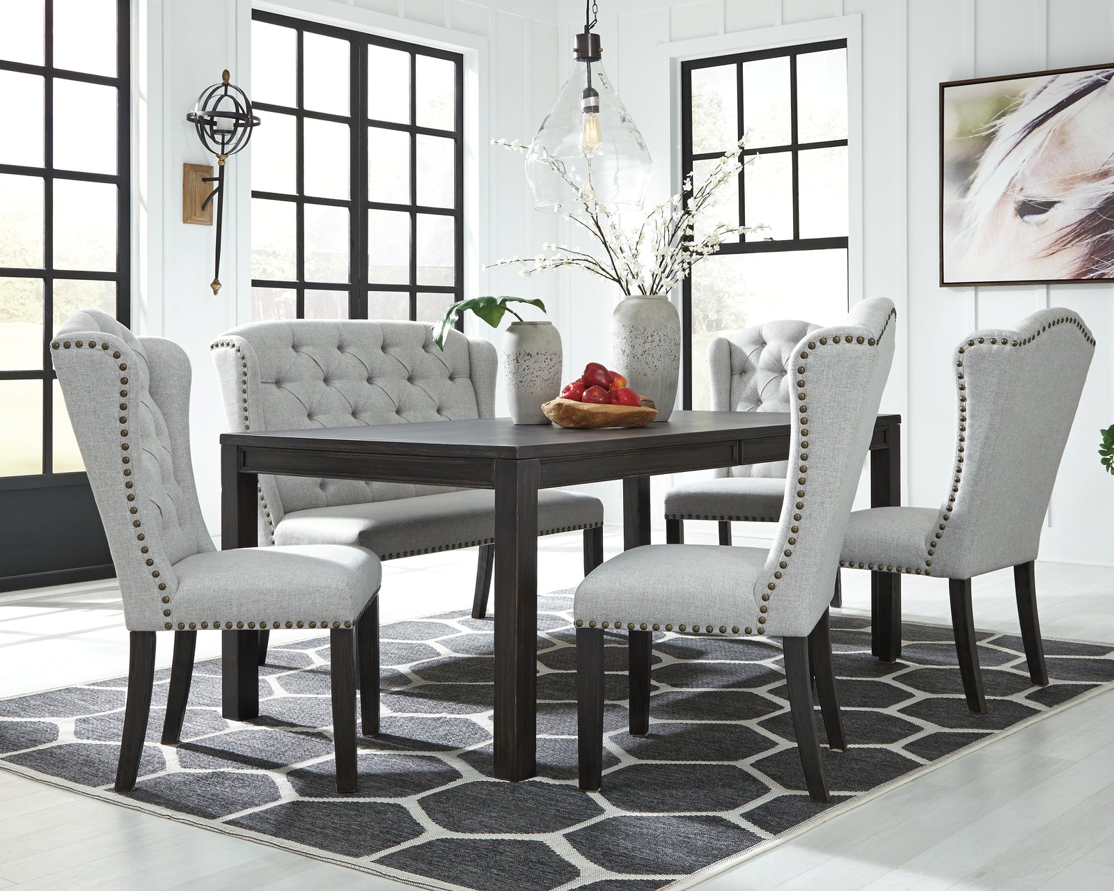 Jeanette Black Rectangular Dining Room Set