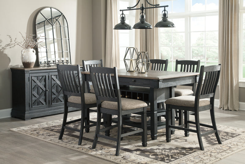 Tyler Black Gray Creek Counter Height Dining Table And 6 Barstools