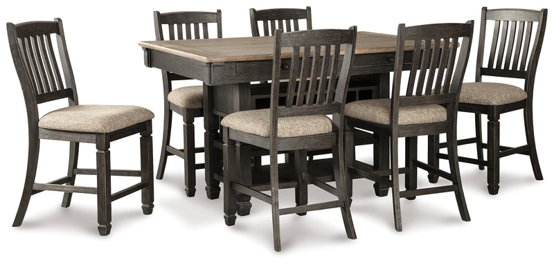 Tyler Black Gray Creek Counter Height Dining Table And 6 Barstools