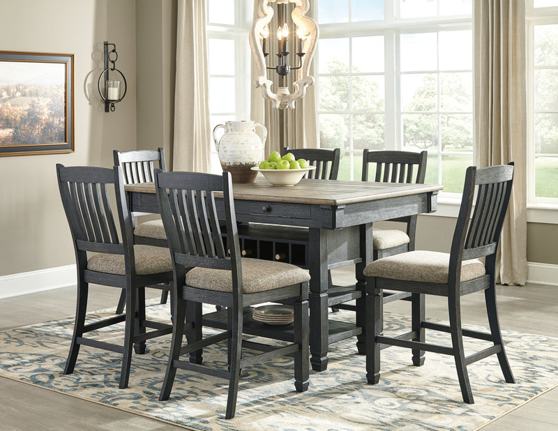 Tyler Black Gray Creek Counter Height Dining Table And 6 Barstools