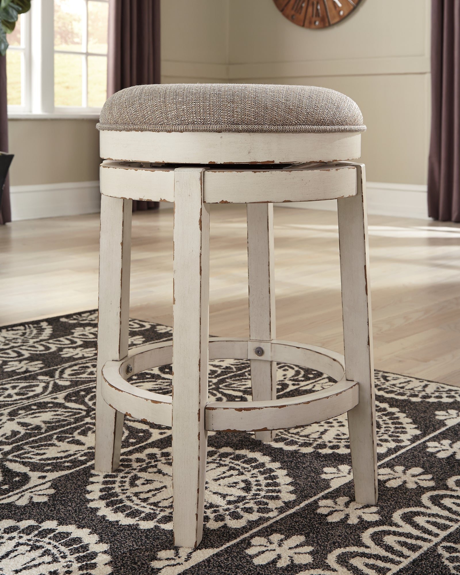 Realyn Chipped White Counter Height Bar Stool