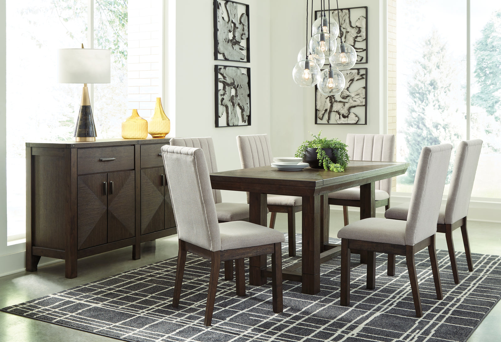 Dellbeck Brown Rectangular Dining Room Set