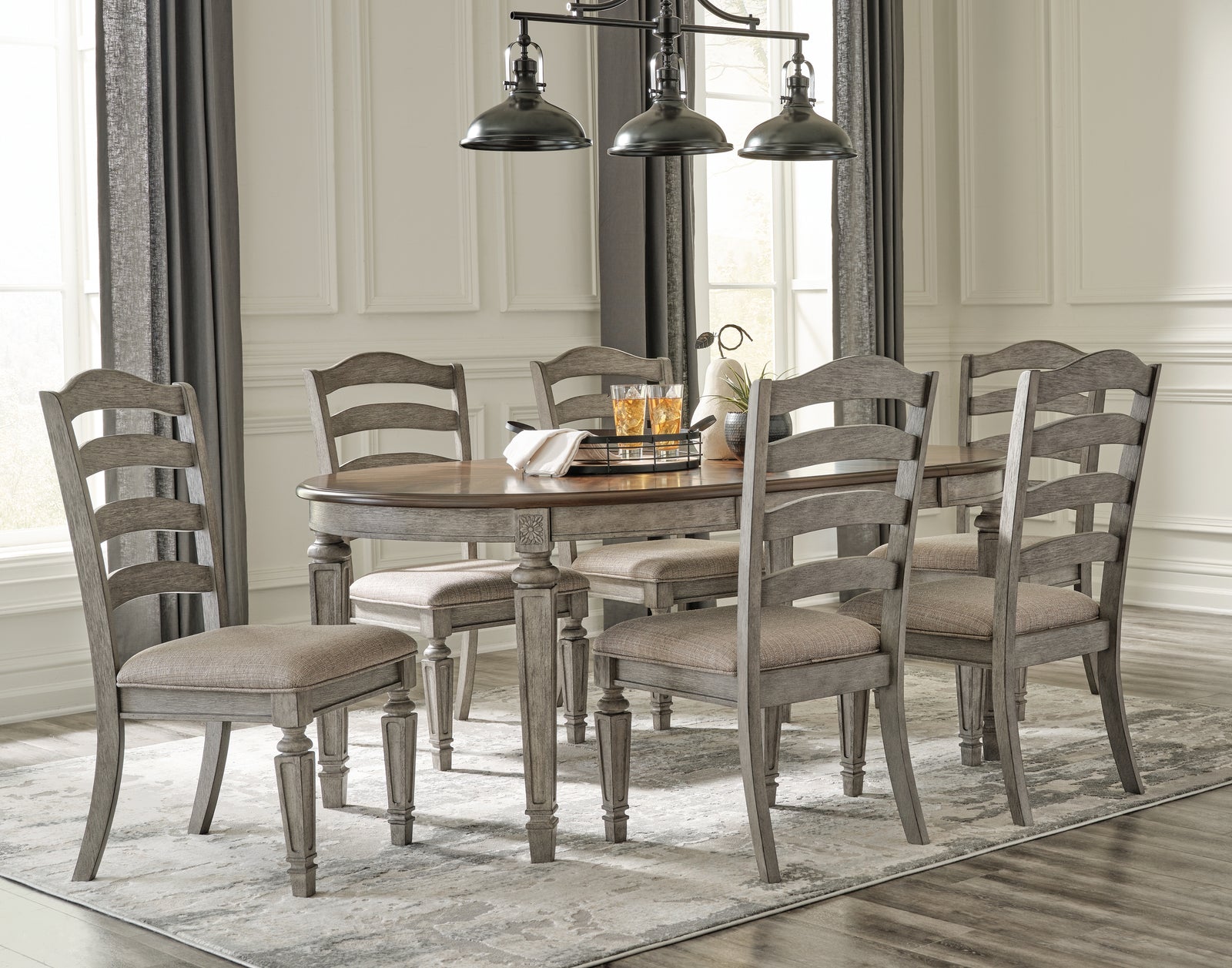 Lodenbay Two-Tone Oval Dining Room Set