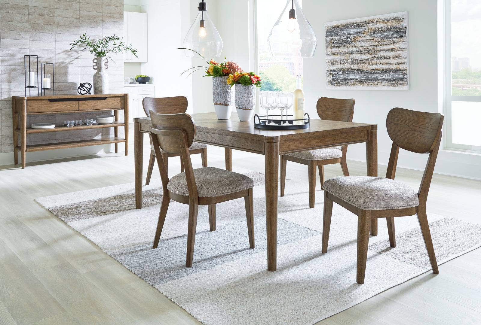 Roanhowe Brown Dining Table And 4 Chairs