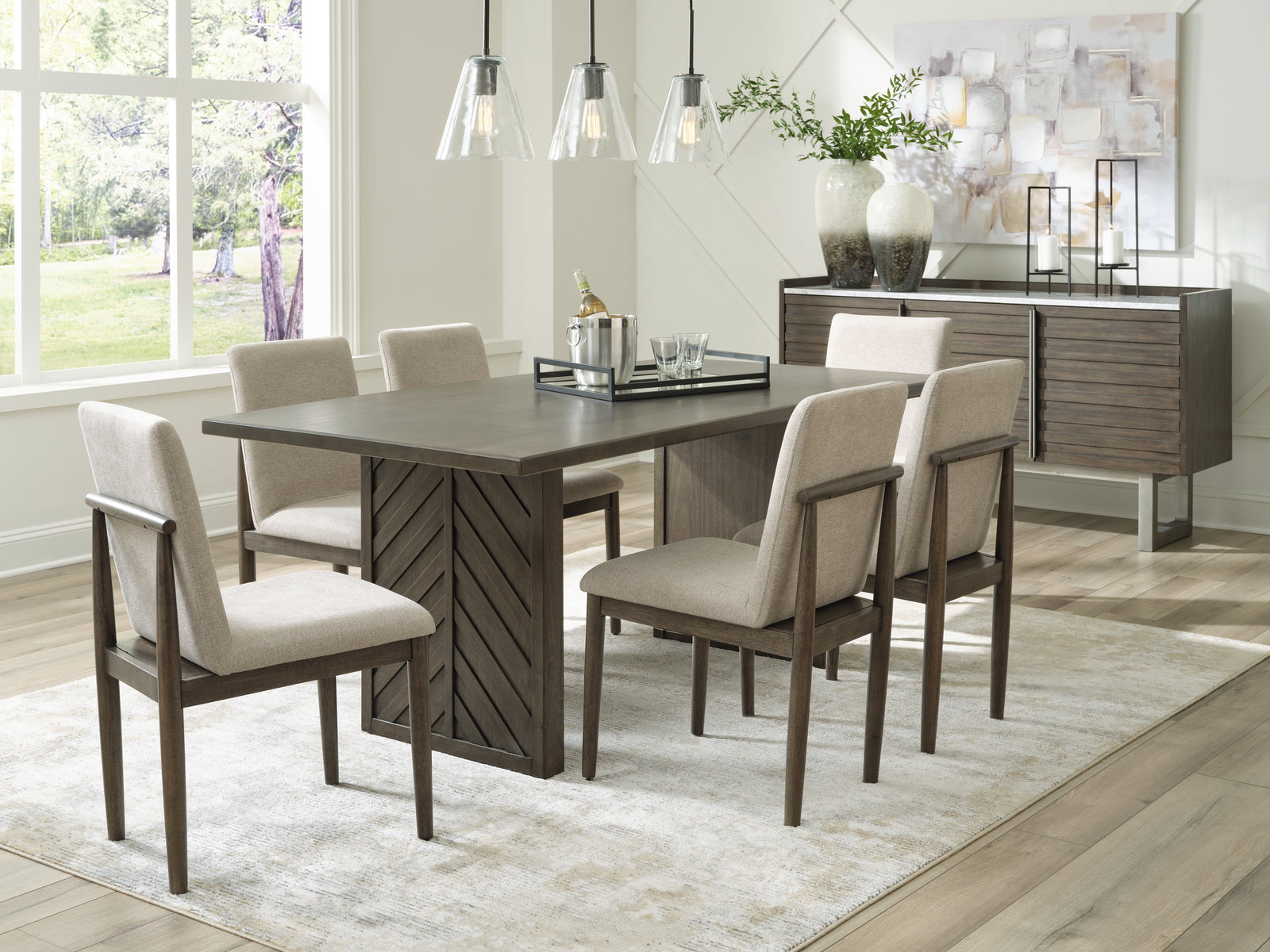 Arkenton Grayish Brown Dining Table And 6 Chairs