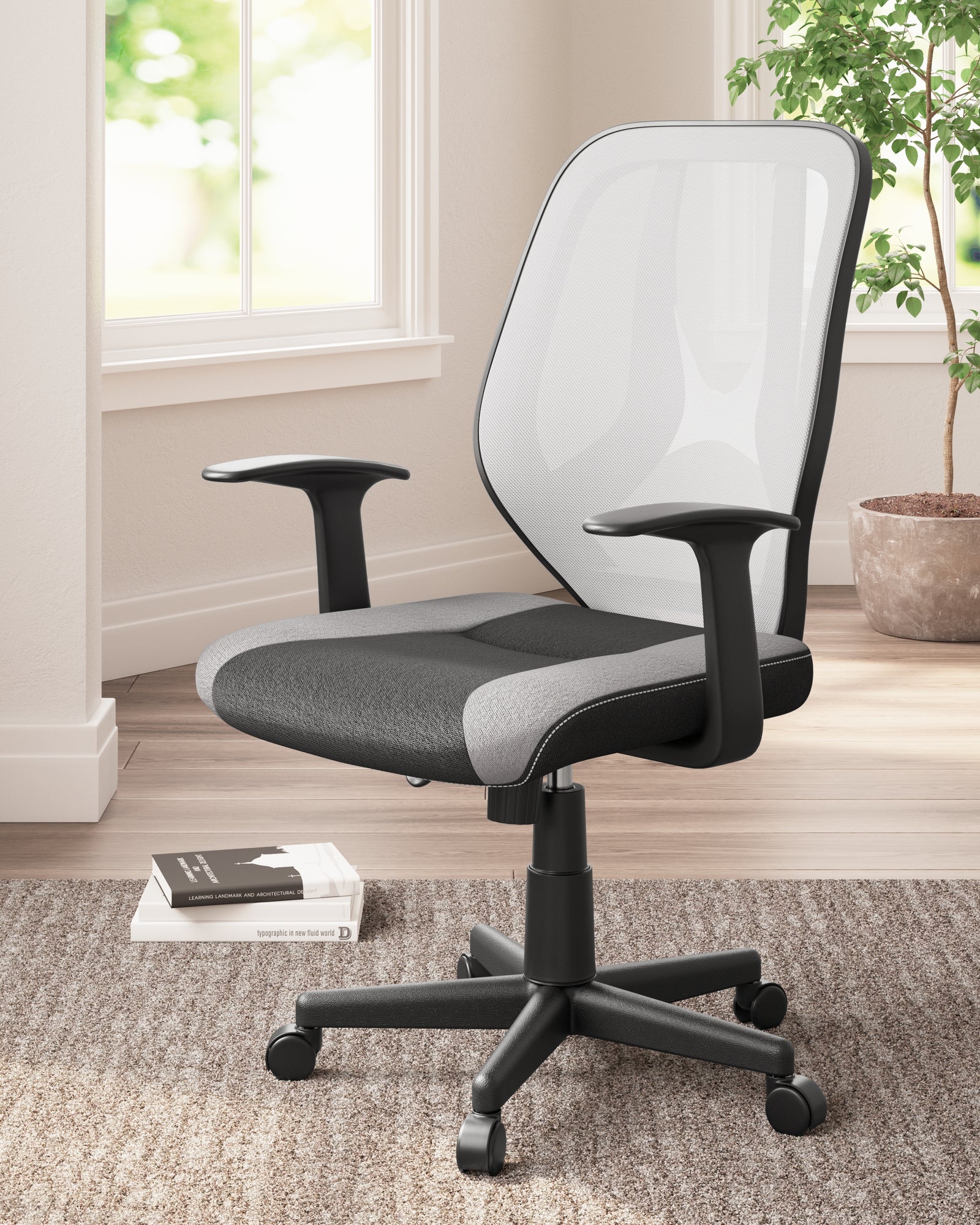 Beauenali Light Gray Black Home Office Desk Chair