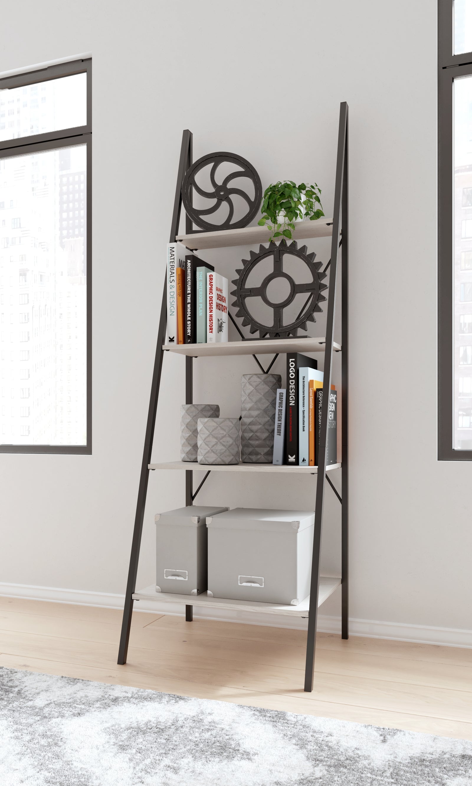 Bayflynn White Black Bookcase