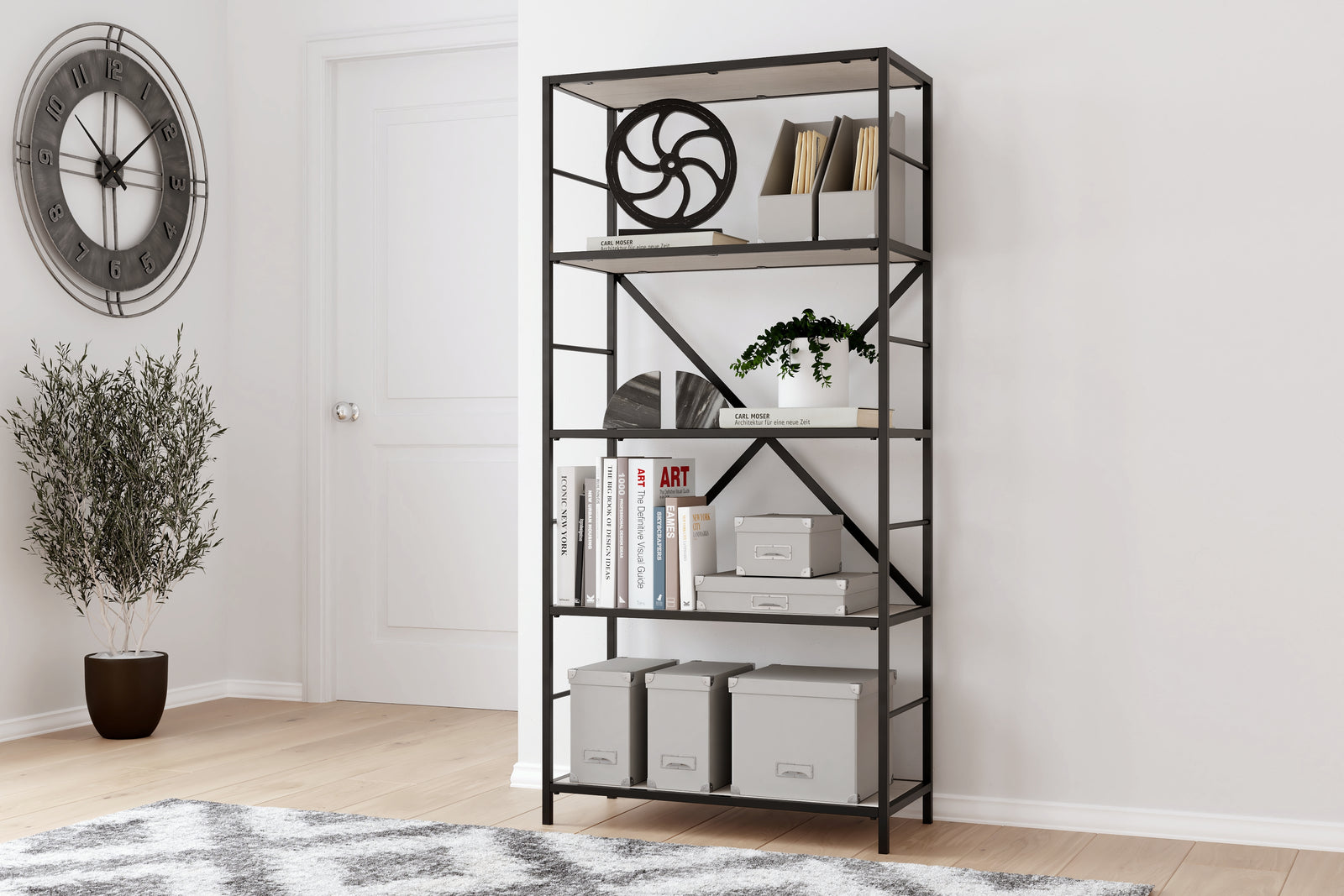 Bayflynn White Black Bookcase