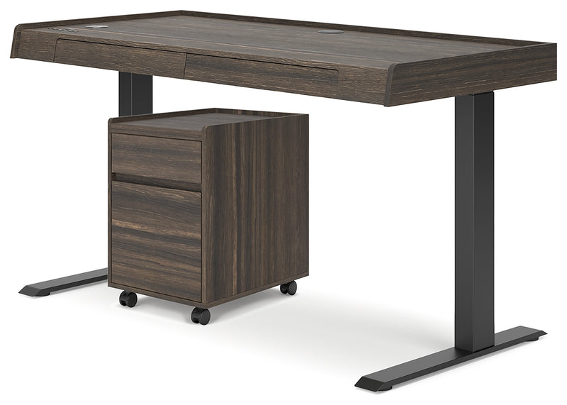 Zendex Dark Brown Home Office Desk And Storage