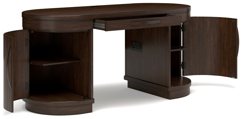 Korestone Warm Brown Home Office Desk with Chair and Storage