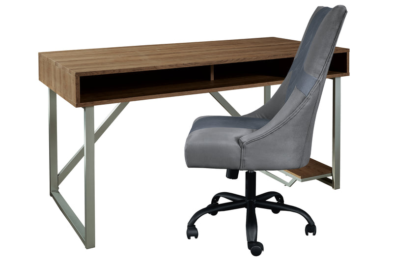 Barolli Gunmetal Home Office Desk With Chair