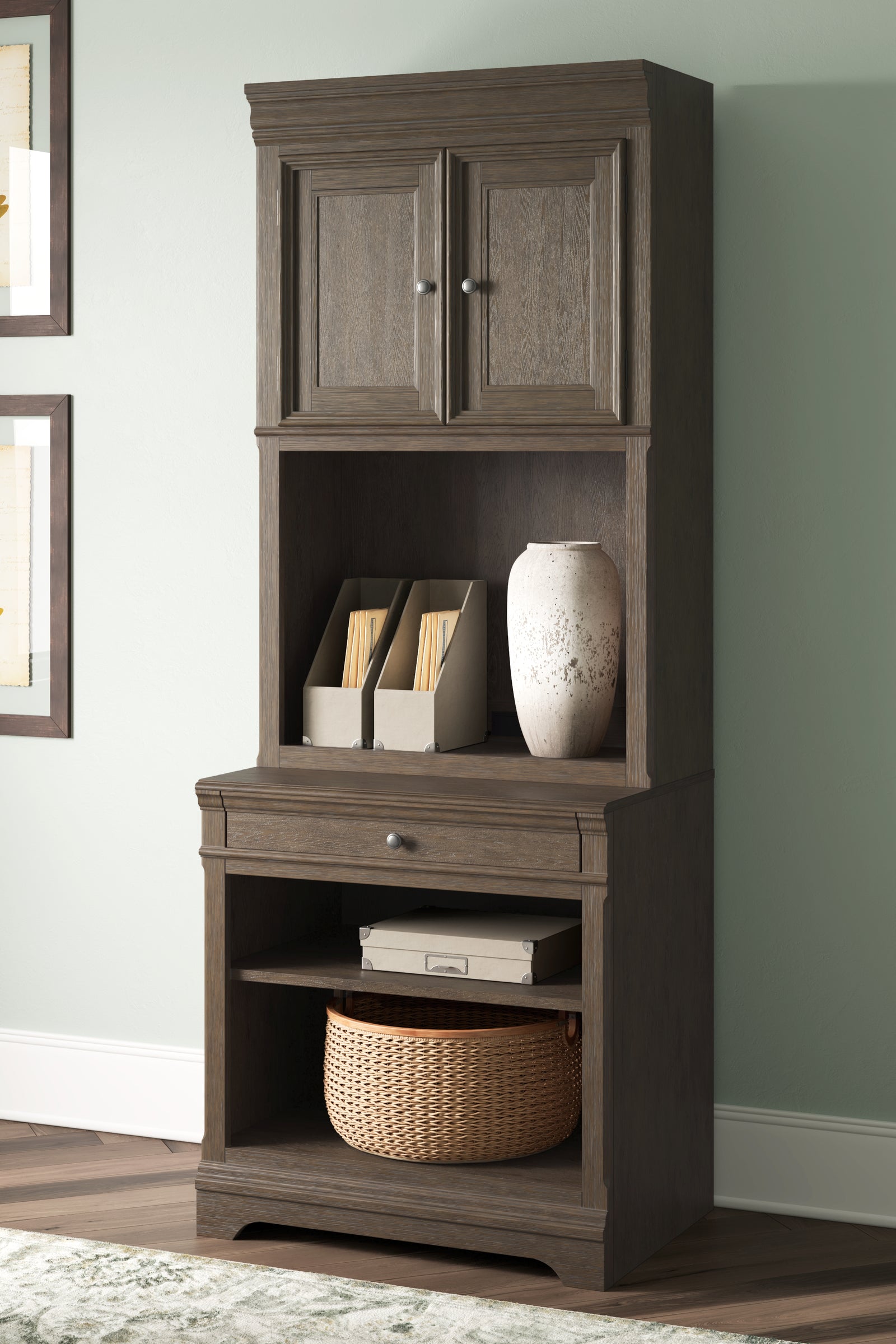 Janismore Weathered Gray Bookcase