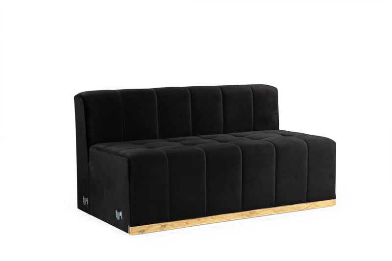 Amelia Black Velvet Double Chaise 140" Sectional