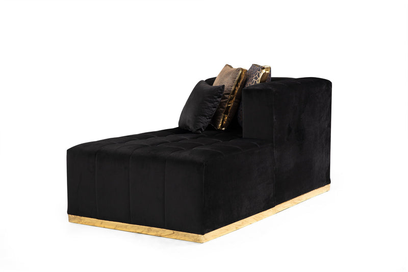 Amelia Black Velvet Double Chaise 140" Sectional