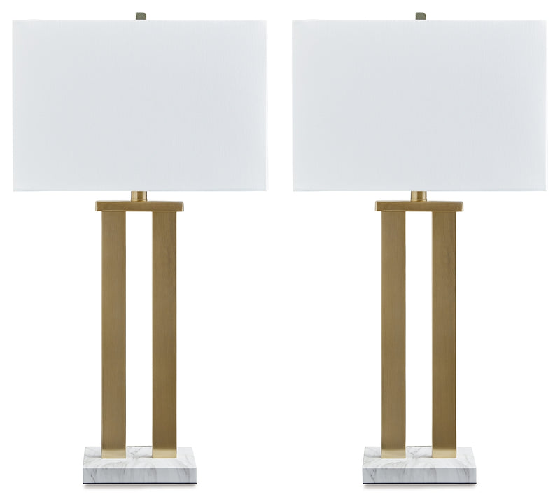 Coopermen Gold Finish/white Table Lamp (Set Of 2)