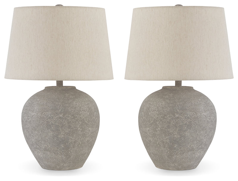 Dreward Distressed Gray 2-Piece Table Lamp Set