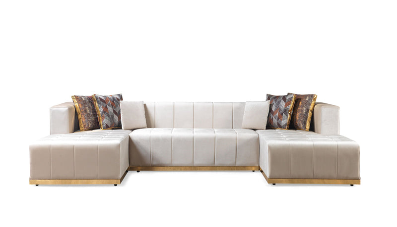 Amelia Ivory Velvet Double Chaise 140" Sectional