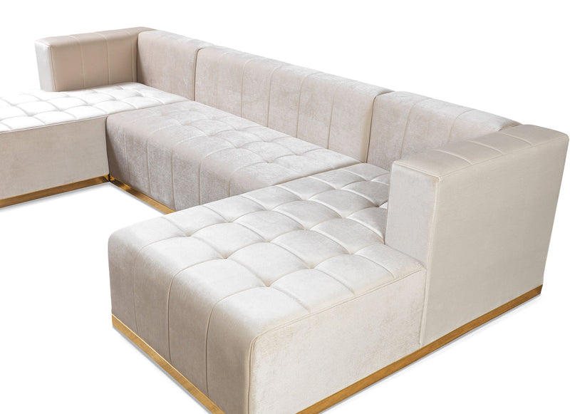 Amelia Ivory Velvet Double Chaise 140" Sectional