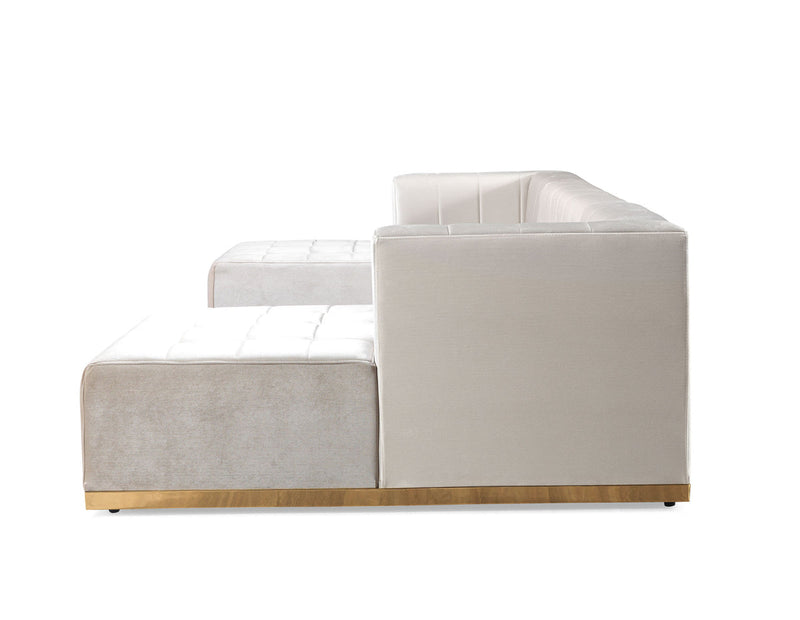 Amelia Ivory Velvet Double Chaise 140" Sectional