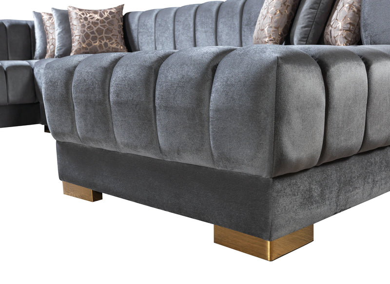 Mia Gray Velvet Double Chaise Sectional