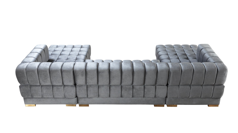 Mia Gray Velvet Double Chaise Sectional