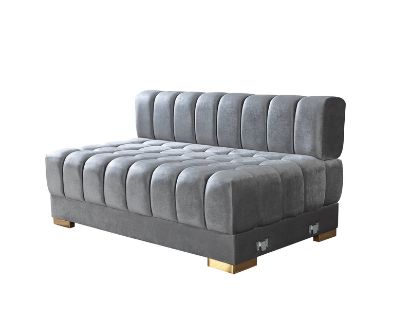 Mia Gray Velvet Double Chaise Sectional