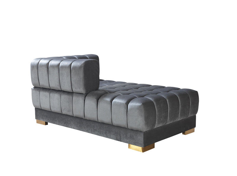 Mia Gray Velvet Double Chaise Sectional