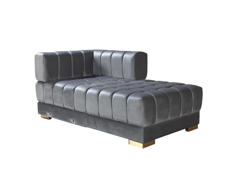 Mia Gray Velvet Double Chaise Sectional