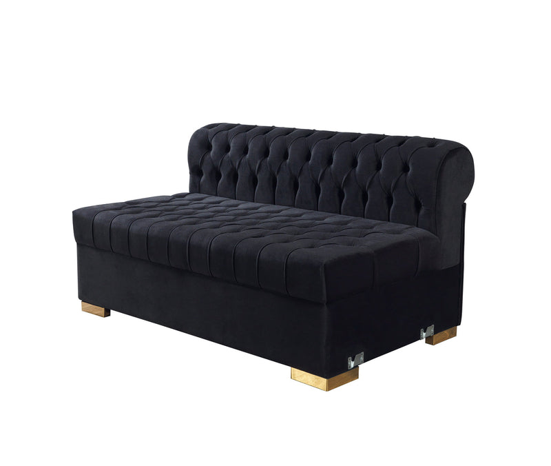 Emma Black Velvet Double Chaise 136" Sectional