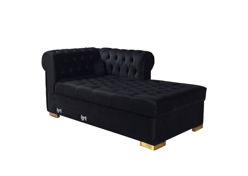 Emma Black Velvet Double Chaise 136" Sectional