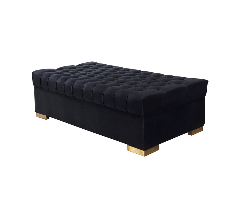 Emma Black Velvet Double Chaise 136" Sectional