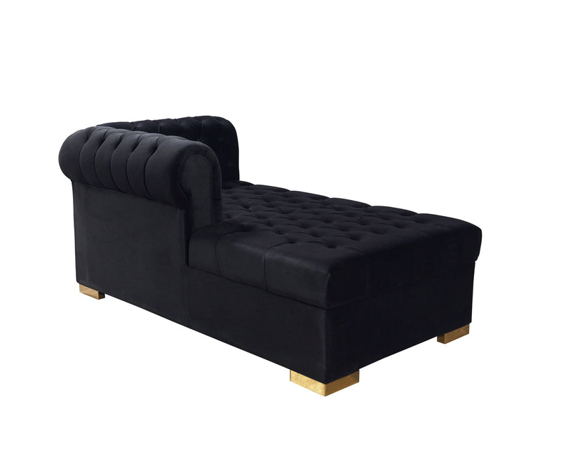 Emma Black Velvet Double Chaise 136" Sectional