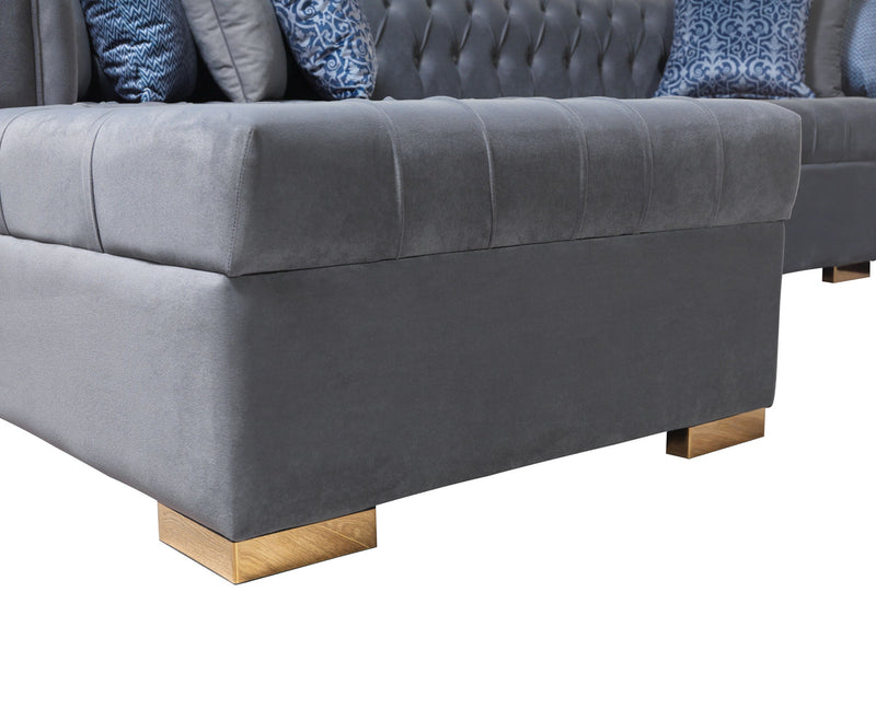 Emma Gray Velvet Double Chaise Sectional