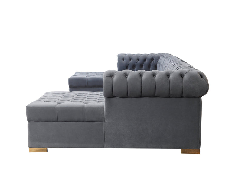 Emma Gray Velvet Double Chaise Sectional