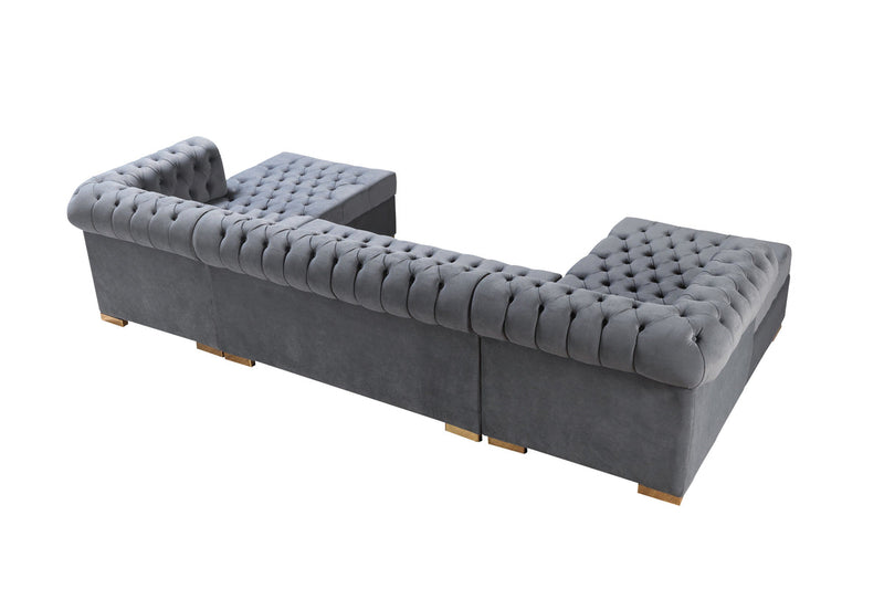 Emma Gray Velvet Double Chaise Sectional