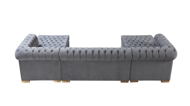 Emma Gray Velvet Double Chaise Sectional