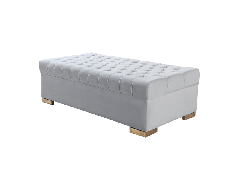 Emma Pearl Velvet Rectangle Ottoman