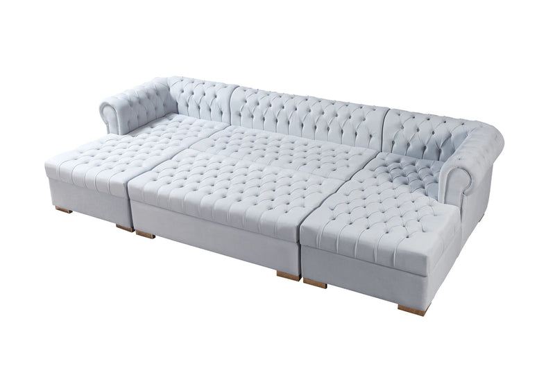 Emma Pearl Velvet Double Chaise Sectional