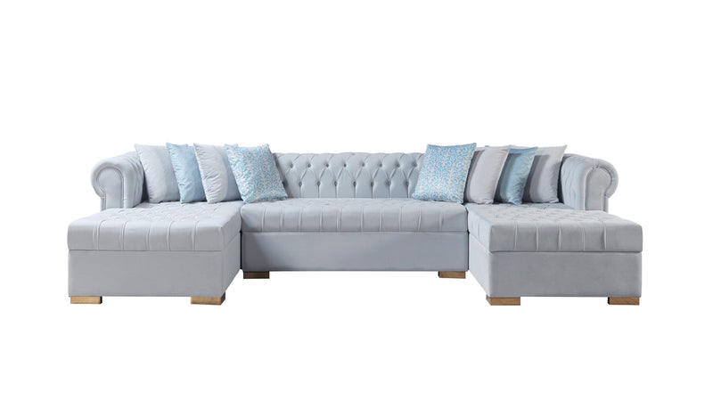 Emma Pearl Velvet Double Chaise Sectional