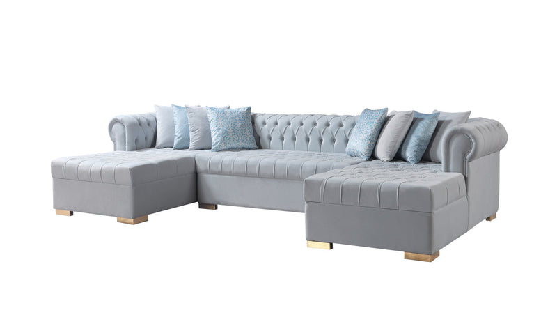 Emma Pearl Velvet Double Chaise Sectional