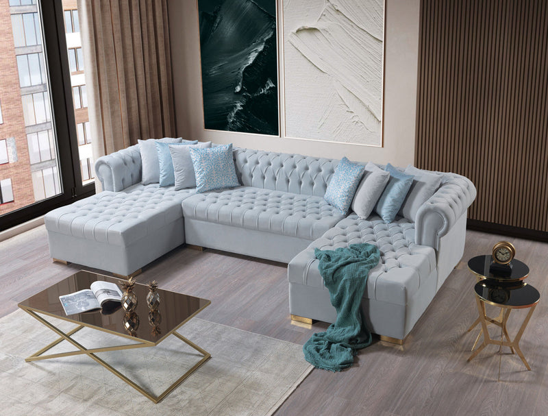 Emma Pearl Velvet Double Chaise Sectional