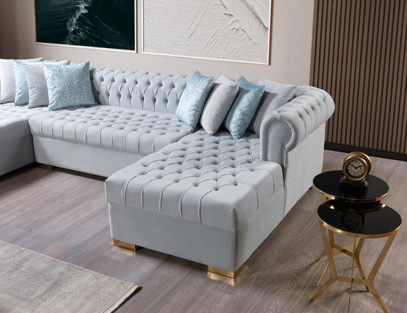 Emma Pearl Velvet Double Chaise Sectional